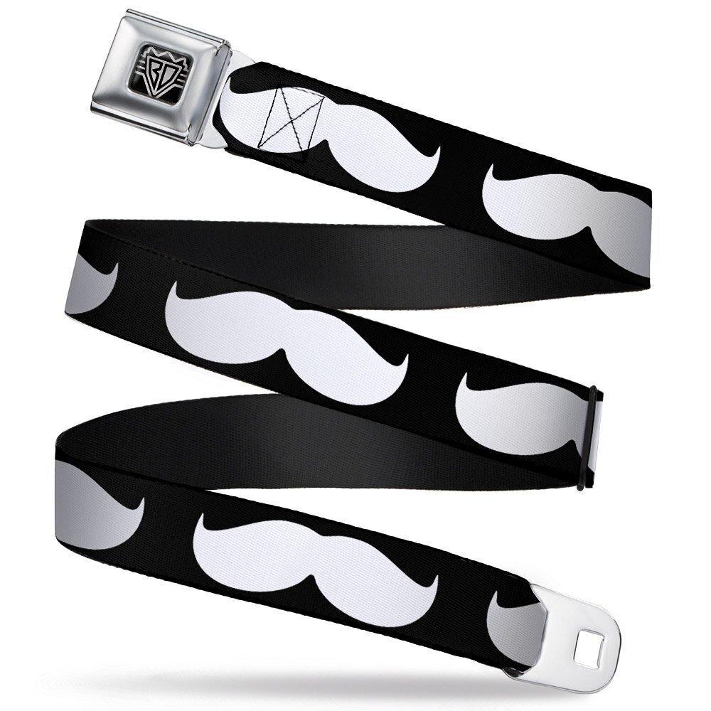 3437 Seatbelt Belt - Mustache Black/White - 1.0" Wide - 20-36 Inches in